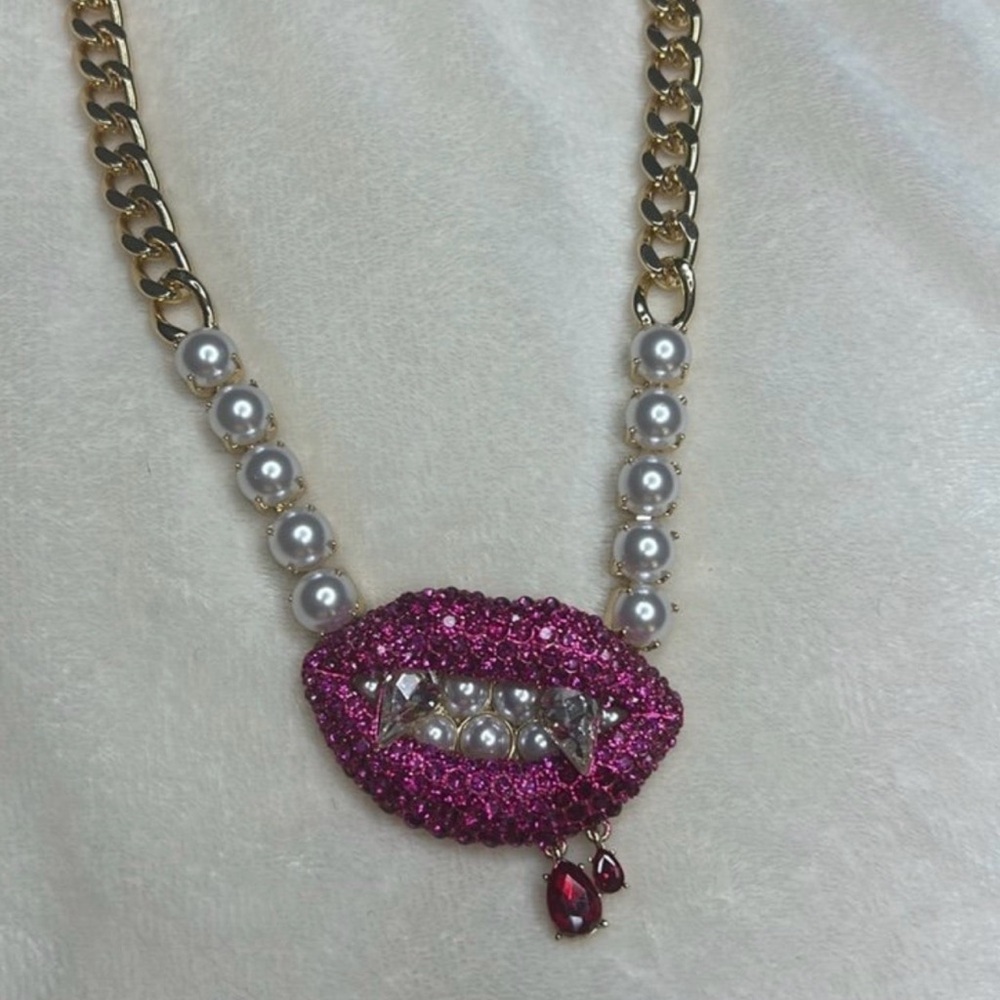 Pink and Gold vampire necklace